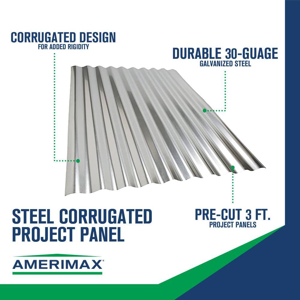 Amerimax Home Products 3 ft. Galvanized Steel Corrugated Project Panel (3-Pack) 4736011001