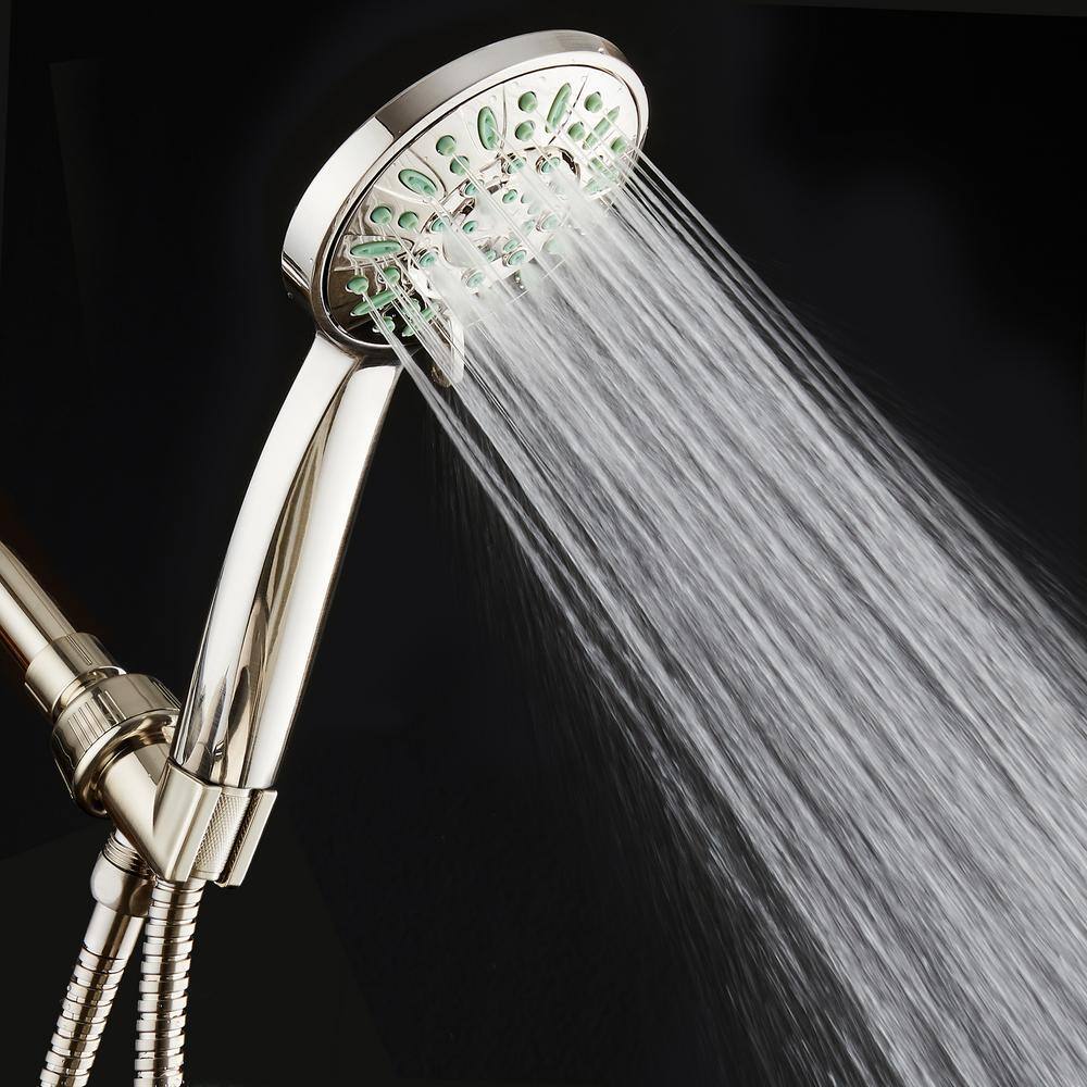 AquaDance Antimicrobial 6-Spray Patterns 4 in. Single Wall Mount Handheld Showerhead in Brushed Nickel Finish High Pressure 82216