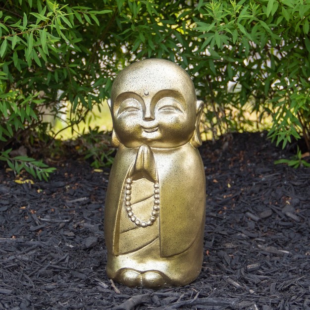 Golden Buddhist Monk Outdoor Garden Statue