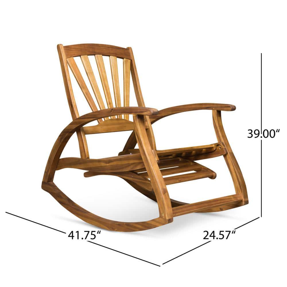 Noble House Sunview Teak Brown Wood Outdoor Rocking Chair