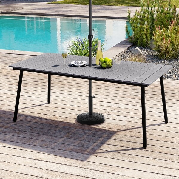 Crestlive Products Outdoor Patio Aluminum Dining Table with Umbrella Hole