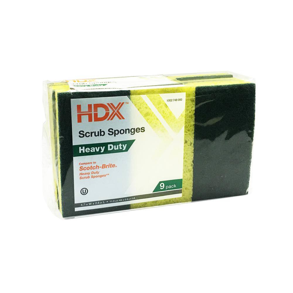 HDX Heavy-Duty Scrub Sponge with Scour Pad (9-Pack) 807