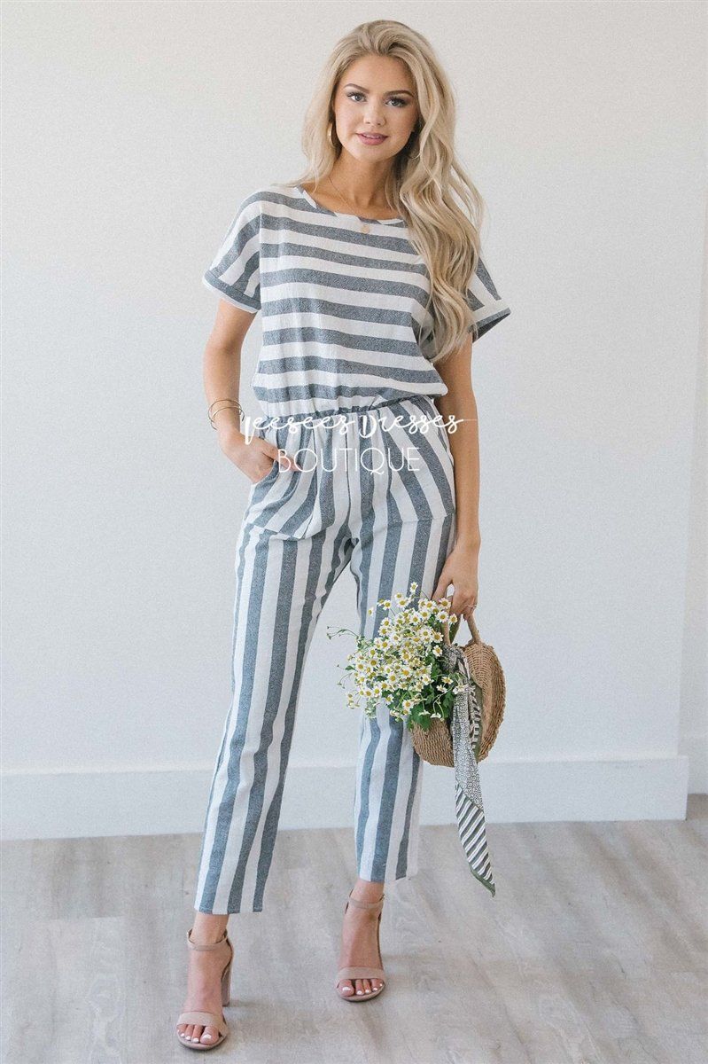 Charcoal Striped Jumpsuit