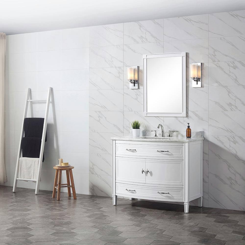 Home Decorators Collection Dacosti 42 in. W x 22 in. D x 34.5 in. H Single Sink Bath Vanity in White with White Carrara Marble Top Dacosti 42