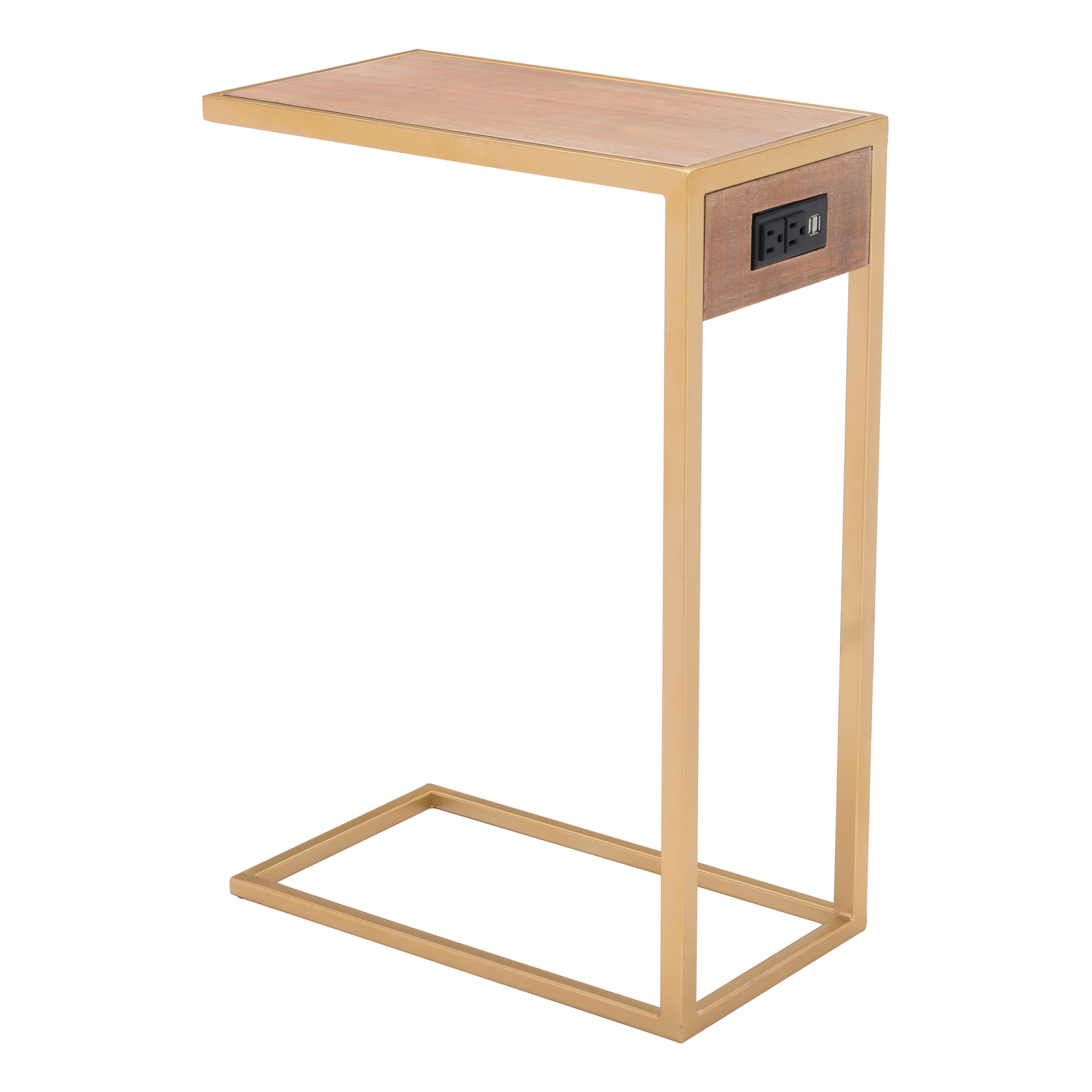 Ike Side Table Brown and Gold - Brown， Gold - 18.1