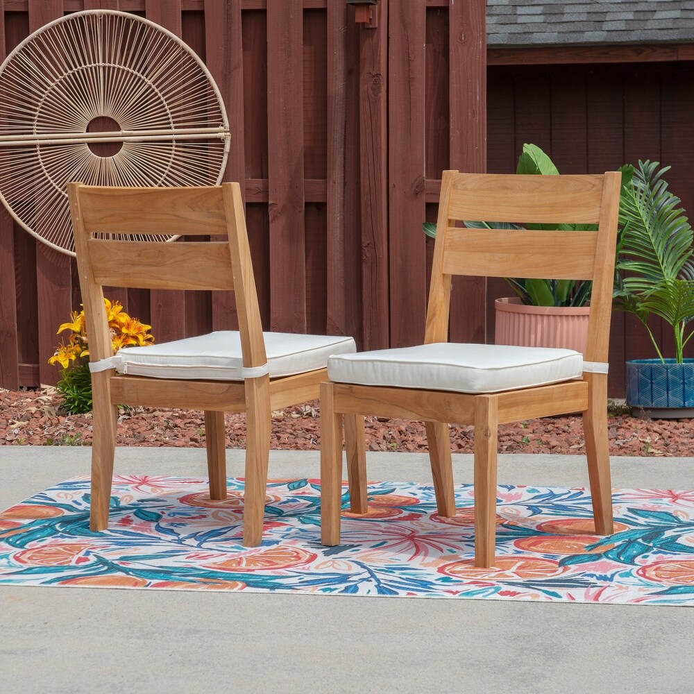 Clermont Outdoor Natural Teak Dining Chair (Set of 2)