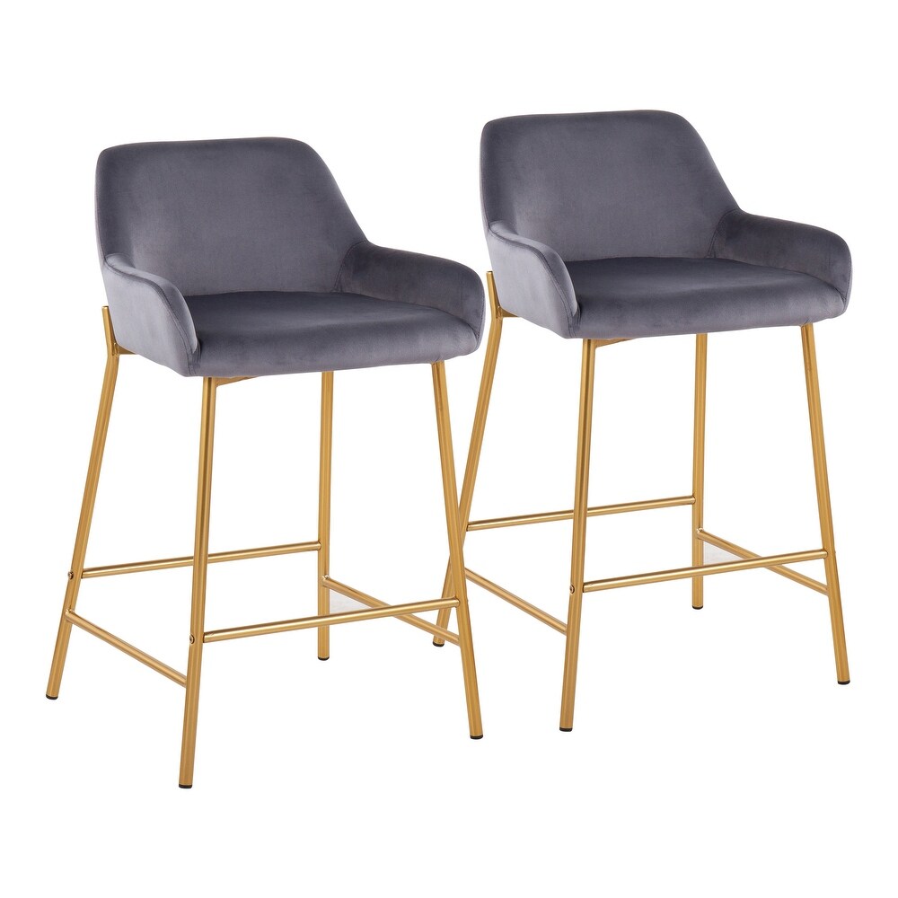 Silver Orchid Galotti Gold Fixed Height Upholstered Counter Stool   Set of 2