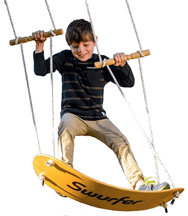 Swurfer The Original Stand up Surfing Swing， Wooden Outdoor Swing for Kids and Adults