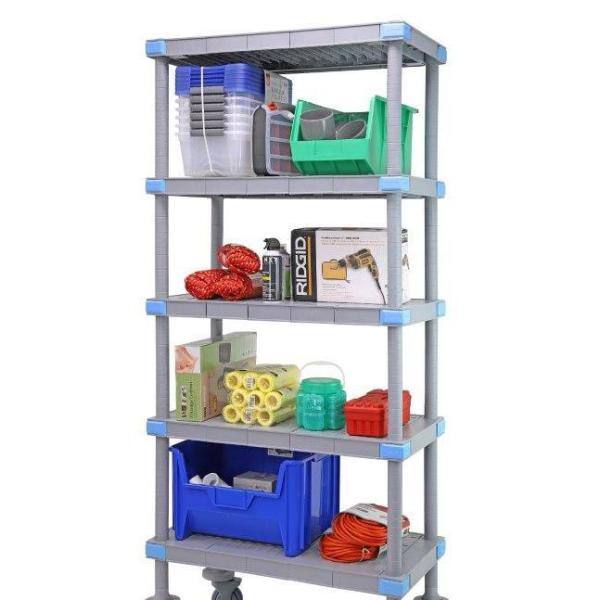 QUANTUM STORAGE SYSTEMS Millenia Gray 4-Tier Rust Proof Vented Plastic Polymer Industrial Shelving Unit (18 in. W x 86 in. H x 24 in. D) QP182486VS-4