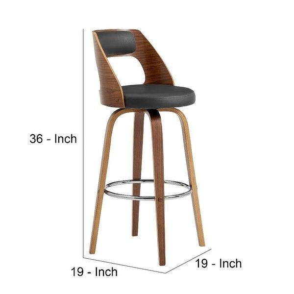 Swivel Counter Stool with Open Design Wooden Back