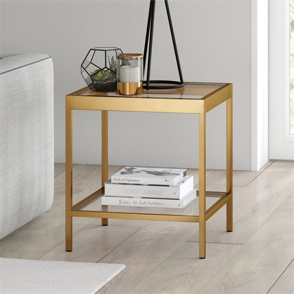 Henn ampHart 20 quotBlackened Bronze Metal Side Table   Contemporary   Side Tables And End Tables   by Homesquare  Houzz