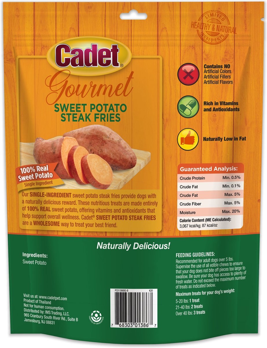 Cadet Gourmet Dog Sweet Potato Fries Dog Treats， 8-oz bag