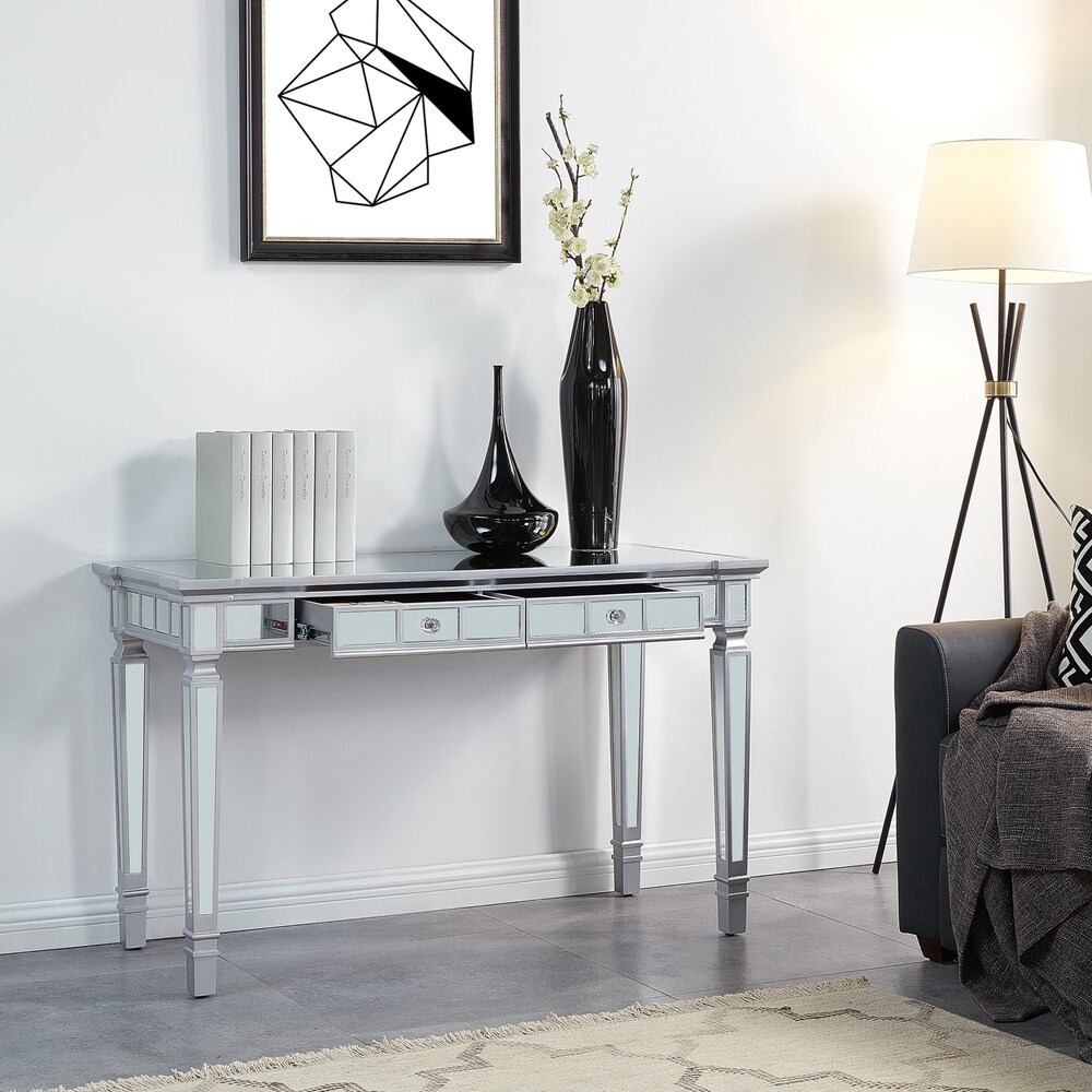 SEI Furniture Galian Glam Mirrored Writing Desk w/ Drawers