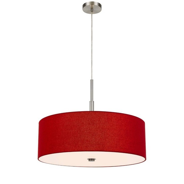 Lonoke Pendant Fixture With Hardback Linen Drum With Shade Red Cal Lighting