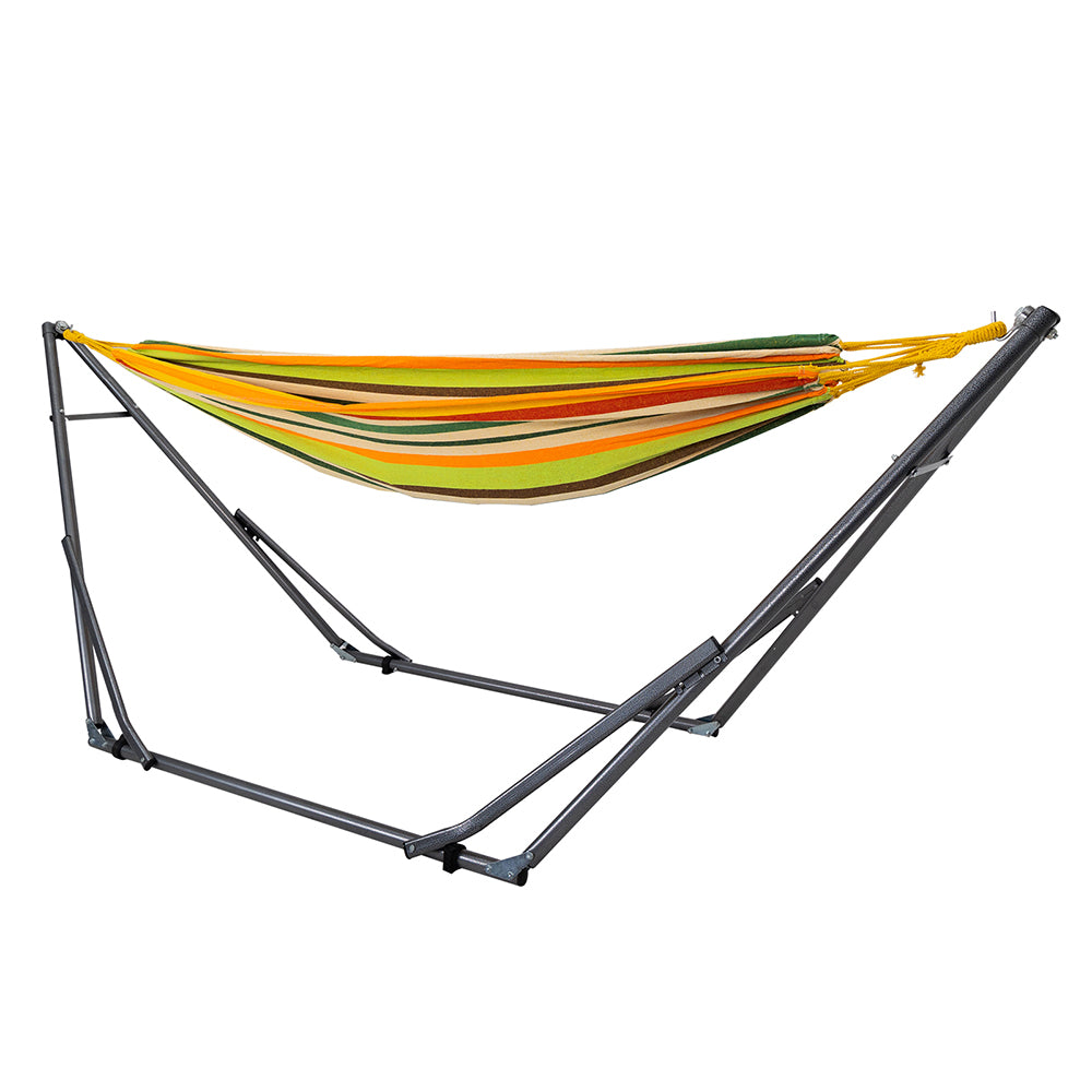 Hammock with Stand, Brazilian Style Hammock Bed with Steel Stand and Carrying Bag, Portable Hammock for Patio Balcony Deck Indoor Outdoor