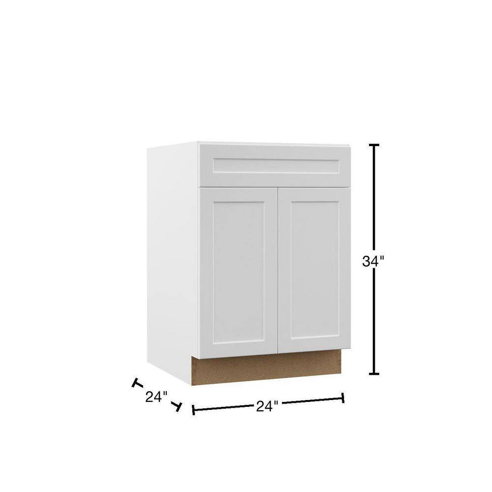 Hampton Bay Designer Series Melvern Assembled 24x34.5x23.75 in. Base Kitchen Cabinet in White B24-MLWH