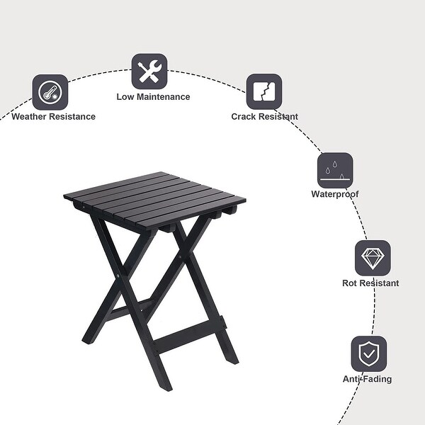 Outdoor Wooden Folding Square Side Table，Portable Lounge End Table