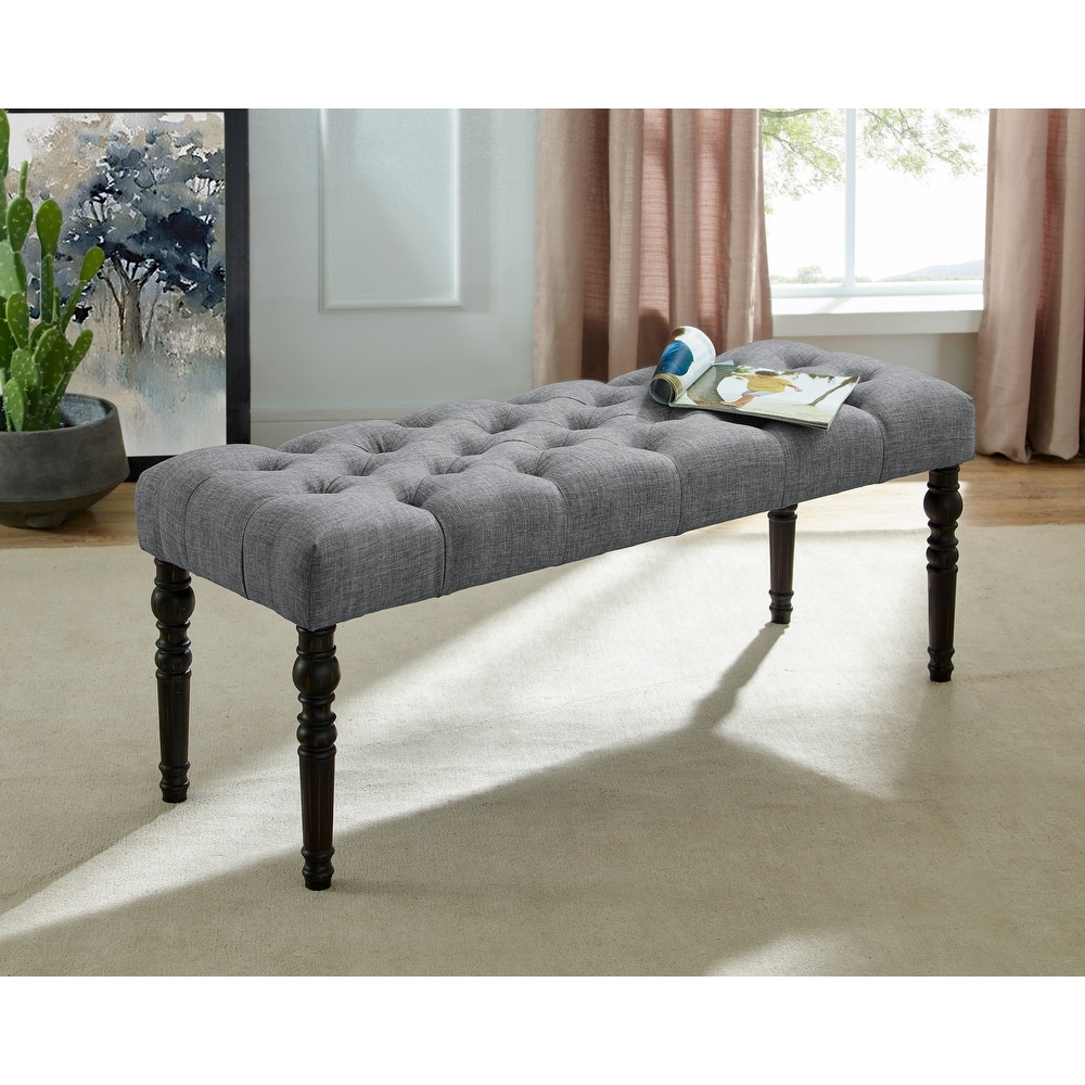 Copper Grove Sens Tufted Tan Fabric Dining Bench with Turned Legs