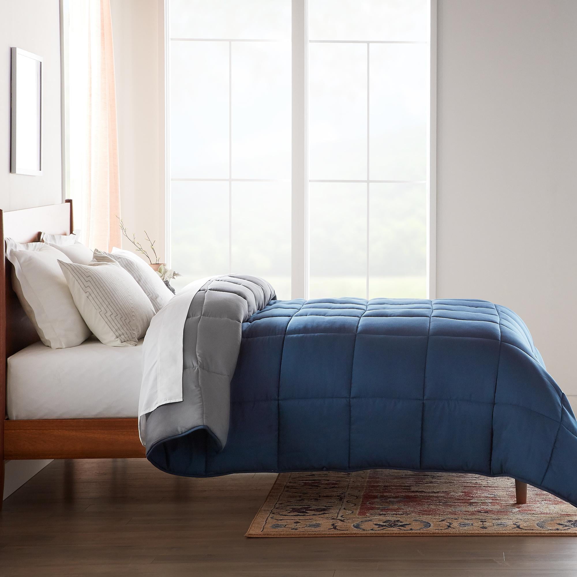 Rest Haven All-Season Down Alternative Comforter, Twin, Dark Blue/Slate