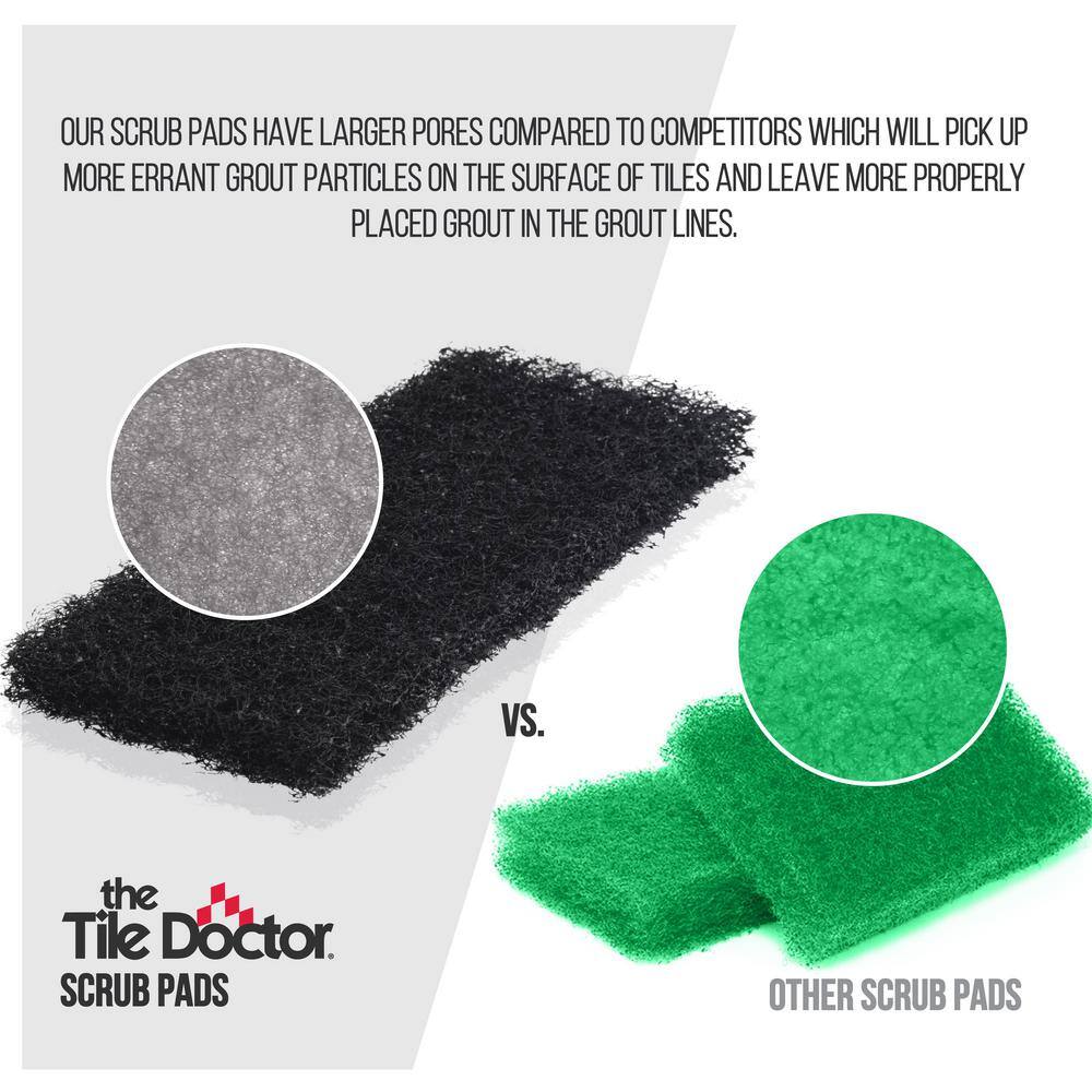 The Tile Doctor 4.5 in. x 10 in. x 1 in. Black Extra Heavy-Duty Water Based Latex Resins Maximum Scrub Power Pads (48-Pack) scrubdr48black