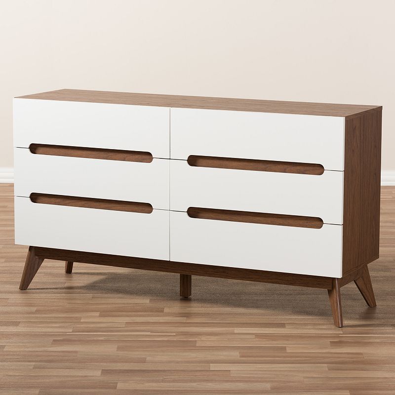 Baxton Studio Calypso Mid-Century 6-Drawer Dresser