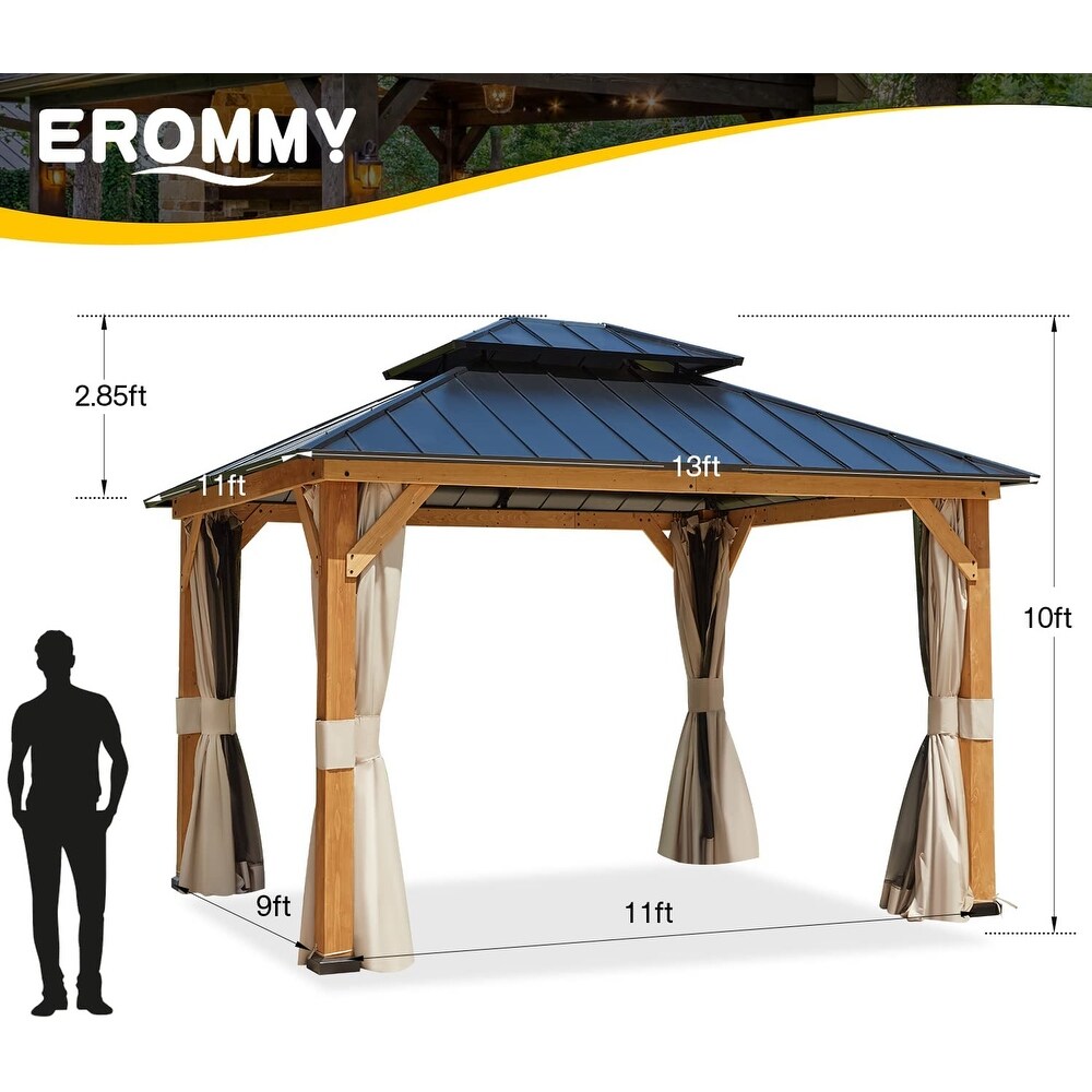 EROMMY 11' x 13' Swedish Spruce Outdoor Hardtop Gazebo