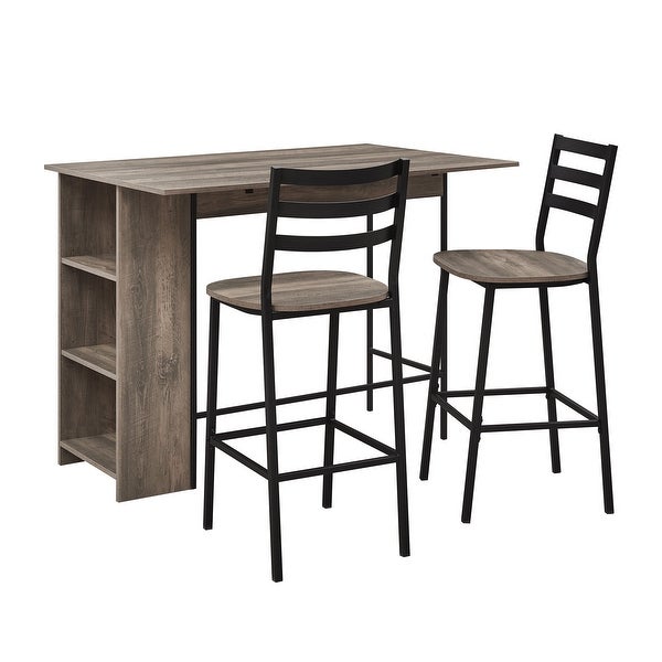 3 - Piece Drop Leaf Grey Wash Counter Height Dining Set