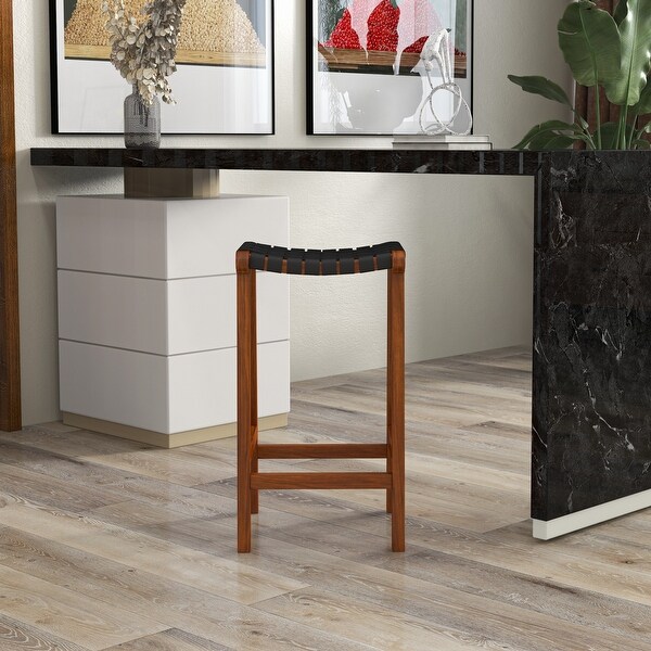 Andy Mid-Century Leather Upholstered Bar Stool