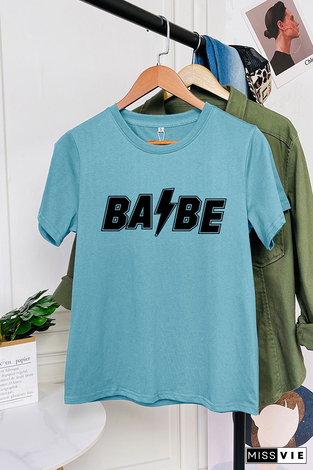 BABE Print Graphic Tees for Women Wholesale Short Sleeve T shirts Top