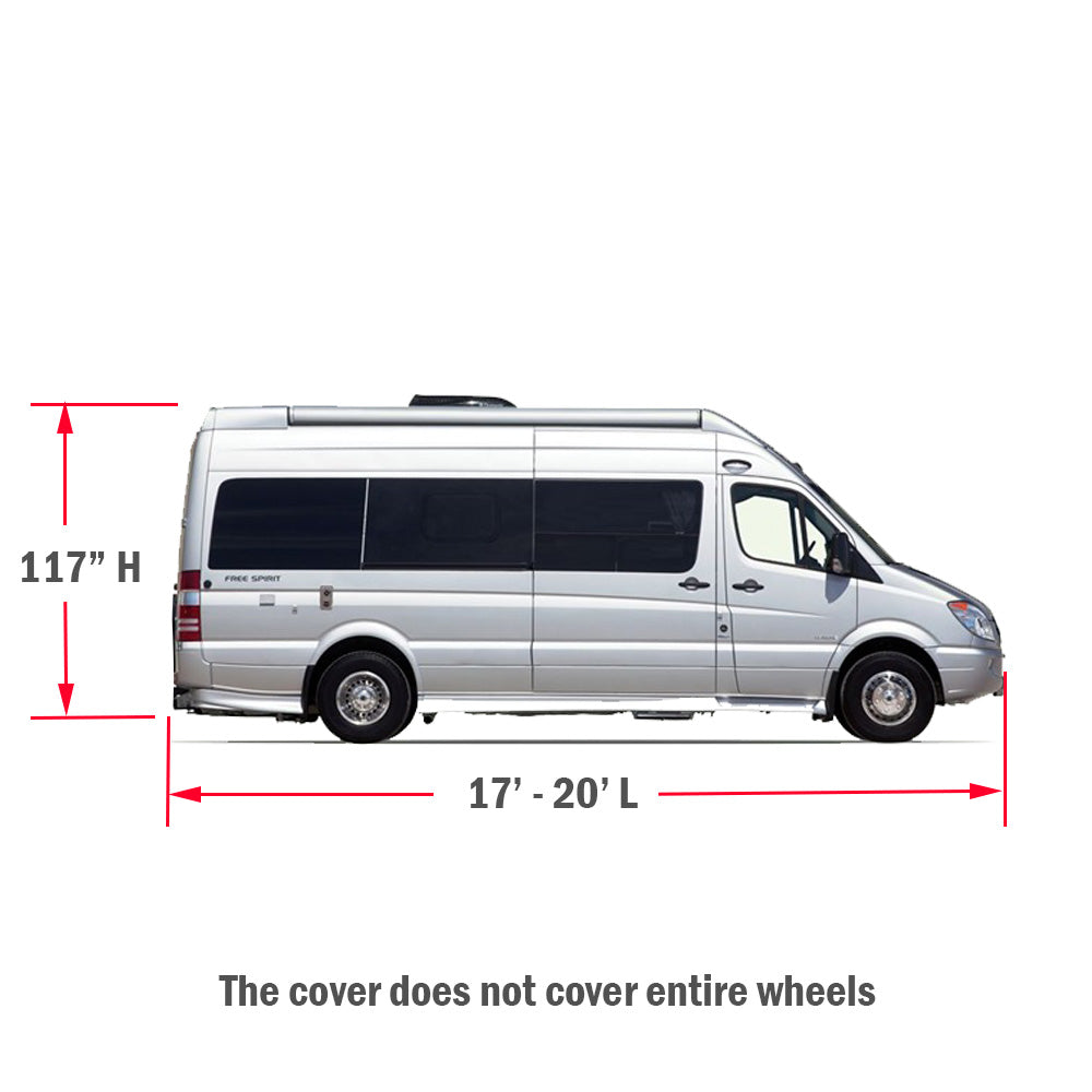 GEARFLAG Class B RV Cover 4 Layers Reinforced Windproof Side-Straps Anti-UV Water-Resistance Heavy Duty for Camper Van and Conversion Van(Fits 17' - 20')