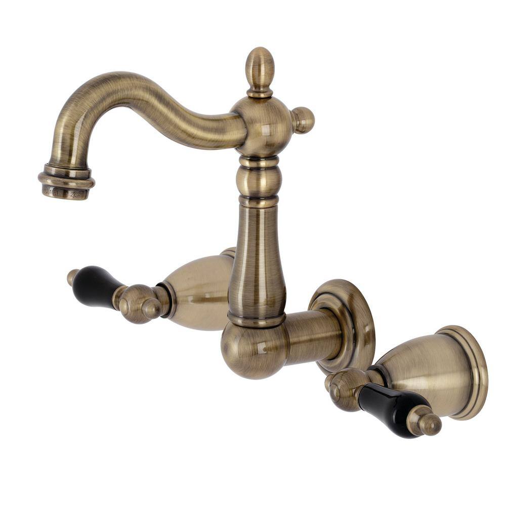 Kingston Brass Duchess 2-Handle Wall Mount Bathroom Faucet in Antique Brass HKS1223PKL