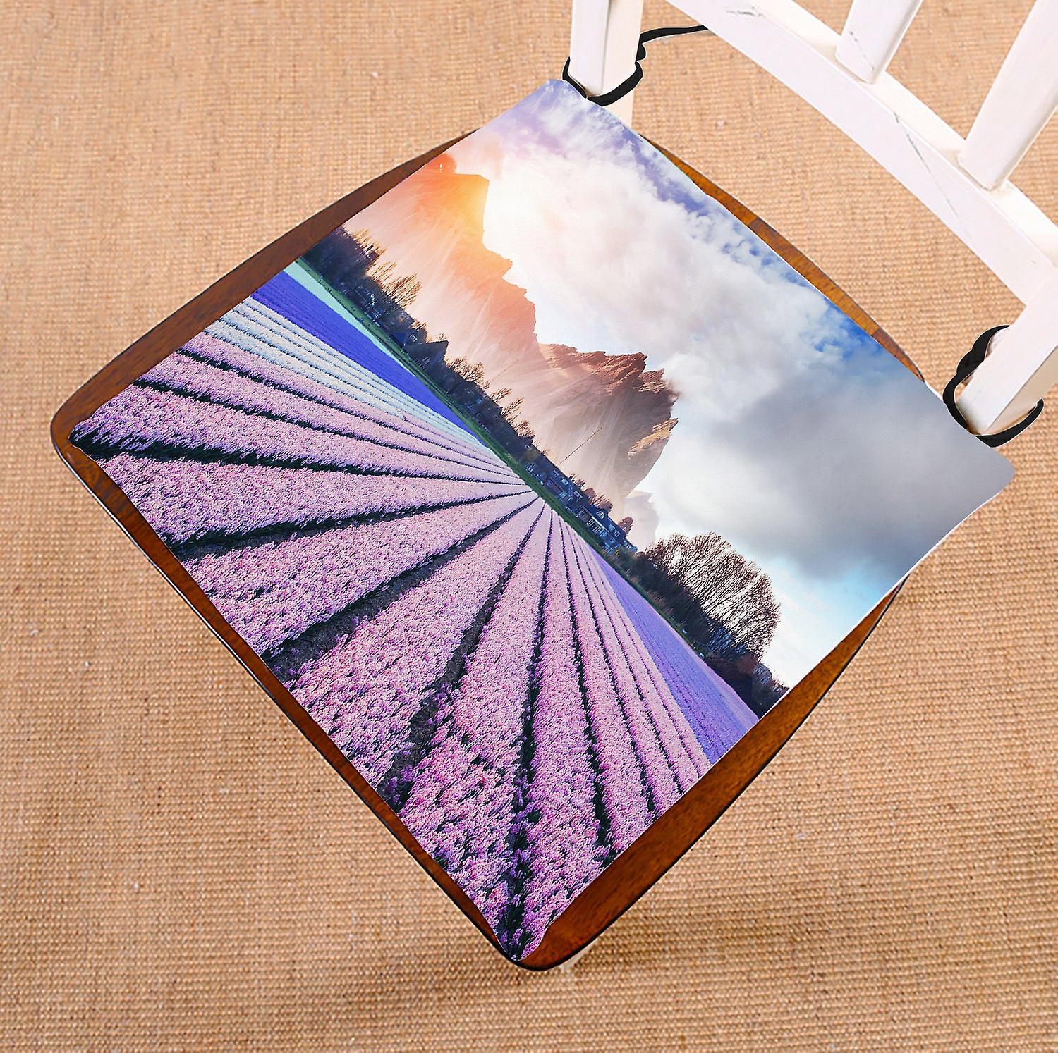 Landscape Scenery Nature Chair Pad， Beautiful Mountains In The Mist At Sunset Seat Cushion Chair Cushion Floor Cushion 40x40 Cm