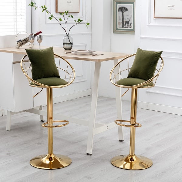 2PCS Velvet Bar Chair Swivel Chair Adjustable Height Barstool - N/A