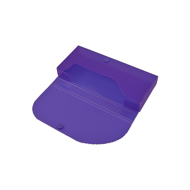 Jam Paper Plastic Pencil Case Snap Button Pencil Case Box Purple 166532743