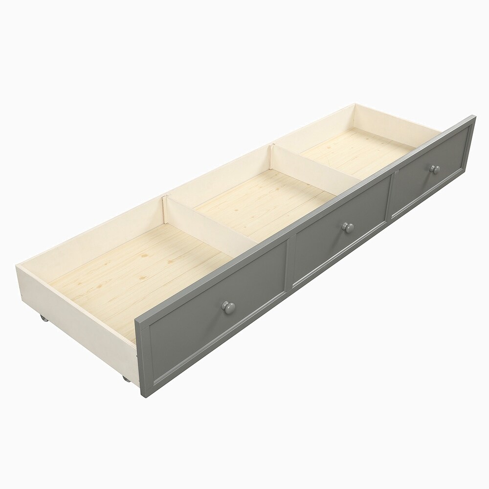 Twin Size Grey Wood Daybed with Drawers