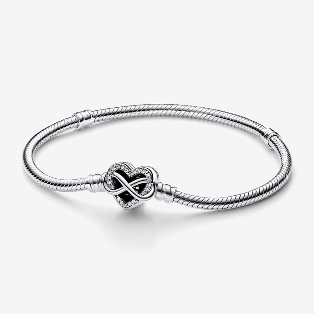 PANDORA  Pandora Moments Sparkling Infinity Heart Clasp Snake Chain Bracelet