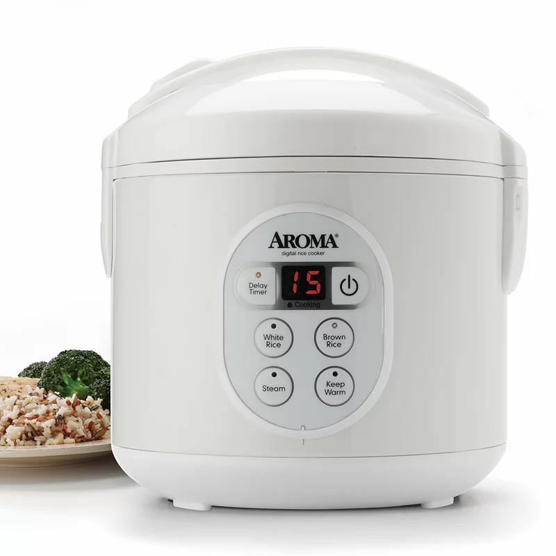 Aroma Housewares 8-Cup (Cooked) (4-Cup UNCOOKED) Digital Rice Cooker and Food Steamer (ARC-914D)，White