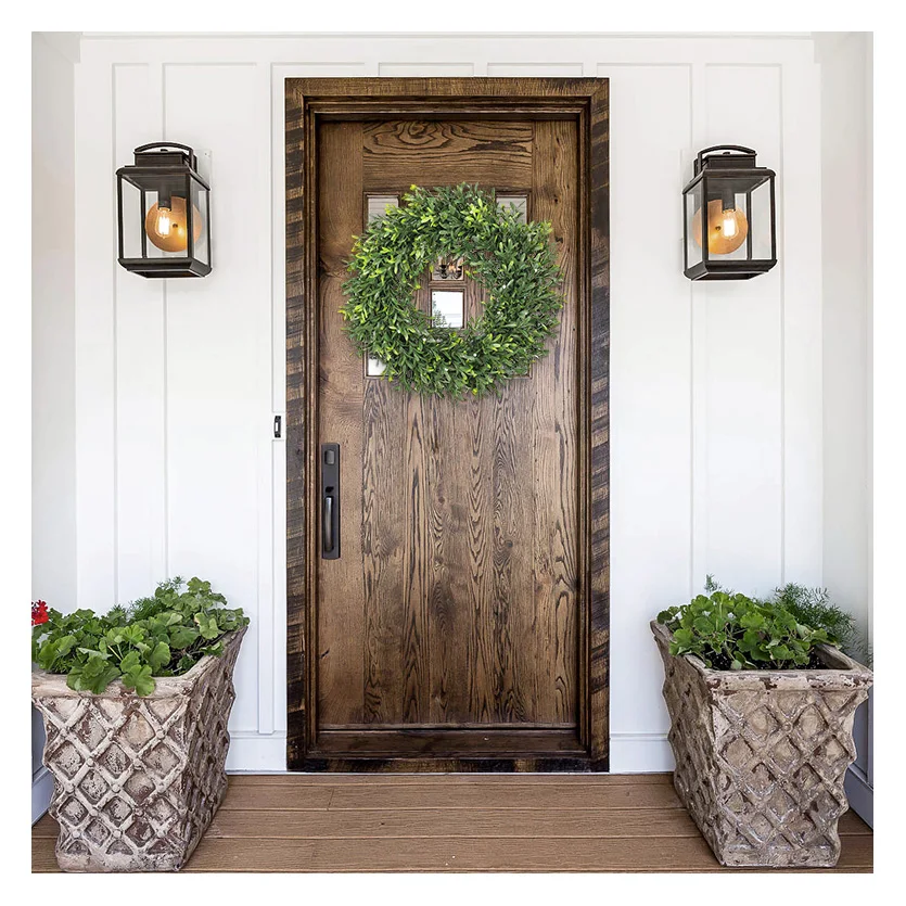 Hh 63 Hot Sale Garden Supplies Decorations Hanging Plant Green Grass Garland for Front Door Boxwood Wreath