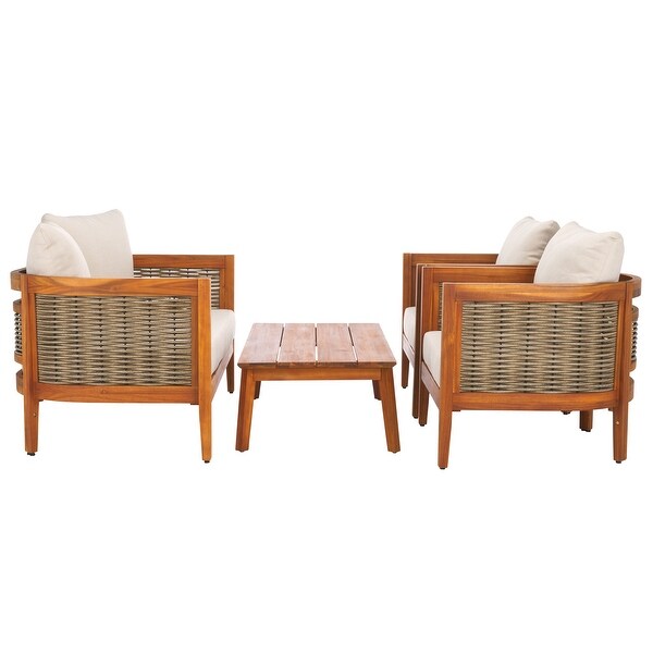 Safavieh Outdoor Living Amanda 4 Pc Set / Natural/Taupe