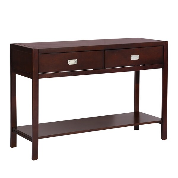 Homy Casa Traditional Solid Wood 2-Drawer Console Table