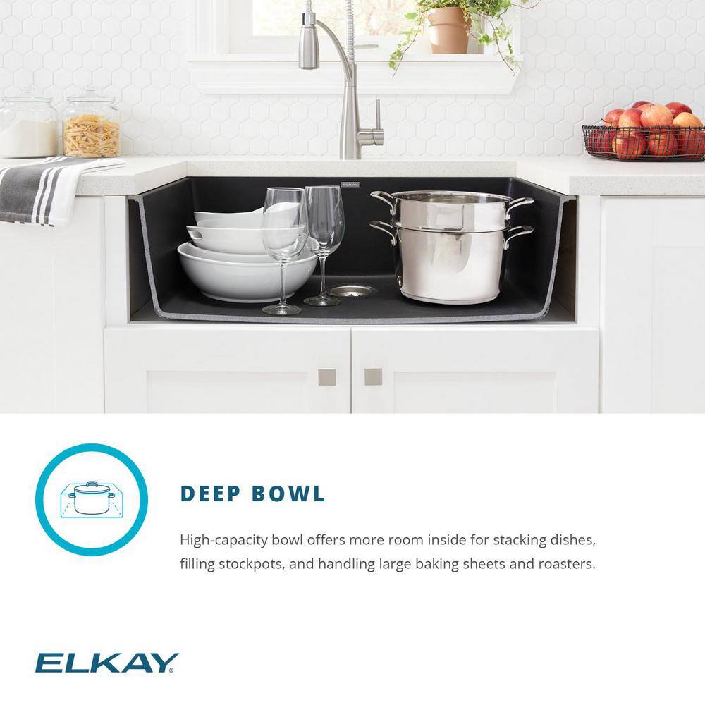 Elkay Quartz Classic Black Quartz 33 in. Single Bowl Undermount Kitchen Sink ELGRU13322BK0