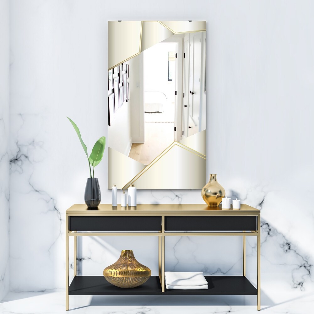 Designart 'Capital Gold Sleek 13' Glam Mirror   Modern Vanity Printed Mirror
