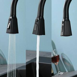 FLG Touchless Pull Down Kitchen Faucet With Sprayer Matte Black Kitchen Sink Faucet 1-Hole Smart Modern Vanity 1 Handle Taps CC-0002-MB