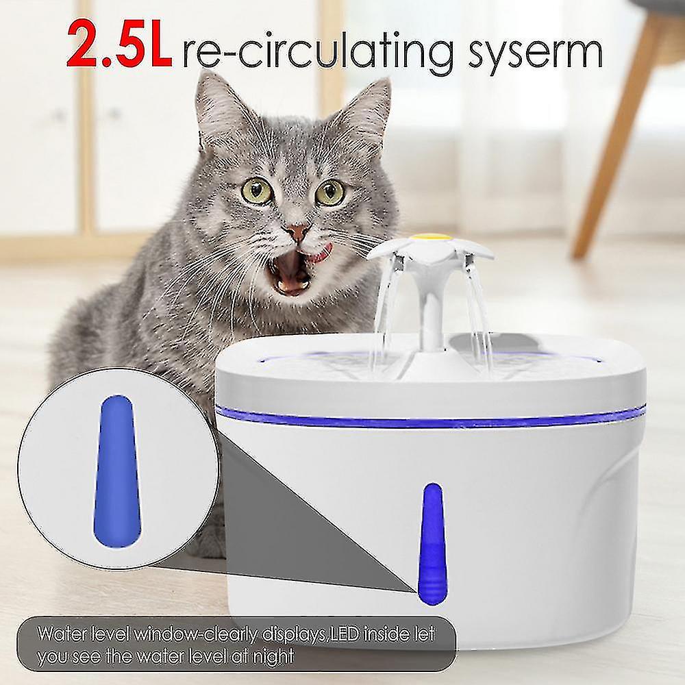 Pet Fountain Cat Fountain 84oz/2.5l Led Automatic Dog Fountain Dispenser Ultra Silent Pet Fountain