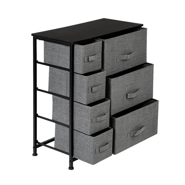 Dresser with 3 Big 4 Small Drawers，Furniture Storage Tower Unit，Grey - - 33169063