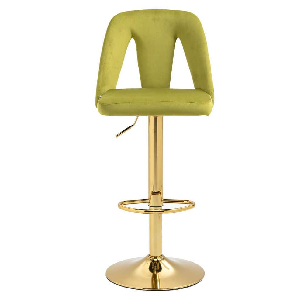 17.72 in. Olive Low Back Bar Stools with Back and Footrest Counter Height Bar Chairs GM-H-713