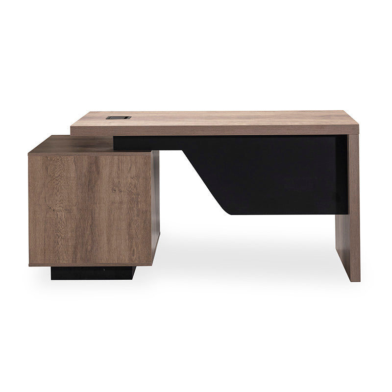 KELLEN Executive Desk with Right Return 1.6-1.8M - Warm Oak & Black