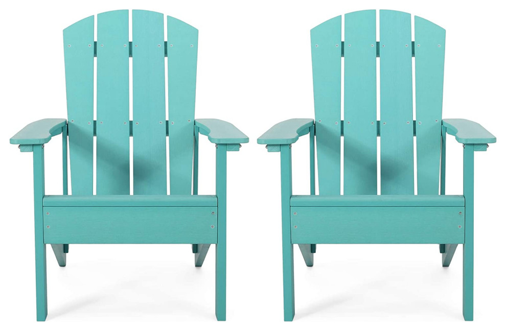 Set of 2 Adirondack Chair  Comfortable Slatted Slanted Seat With Arms   Contemporary   Adirondack Chairs   by Decor Love  Houzz