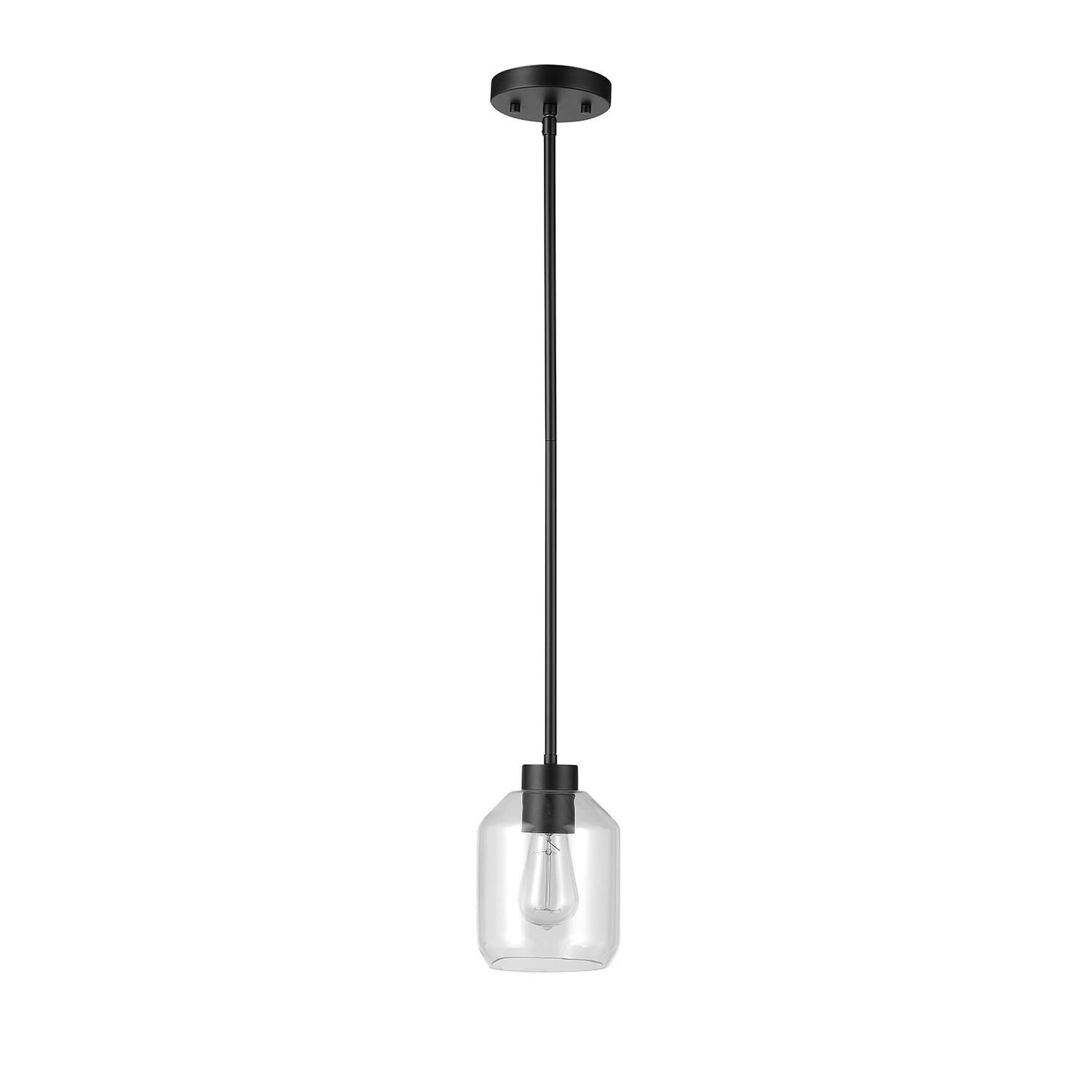 Globe Electric Middleton 1-Light Matte Black Pendant Lighting with Clear Glass Shade， 60331