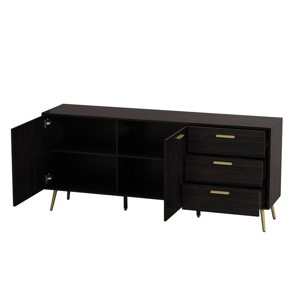 Timechee Buffet Sideboard Cabinet with 3 Drawers   2 Doors  Espresso   69\